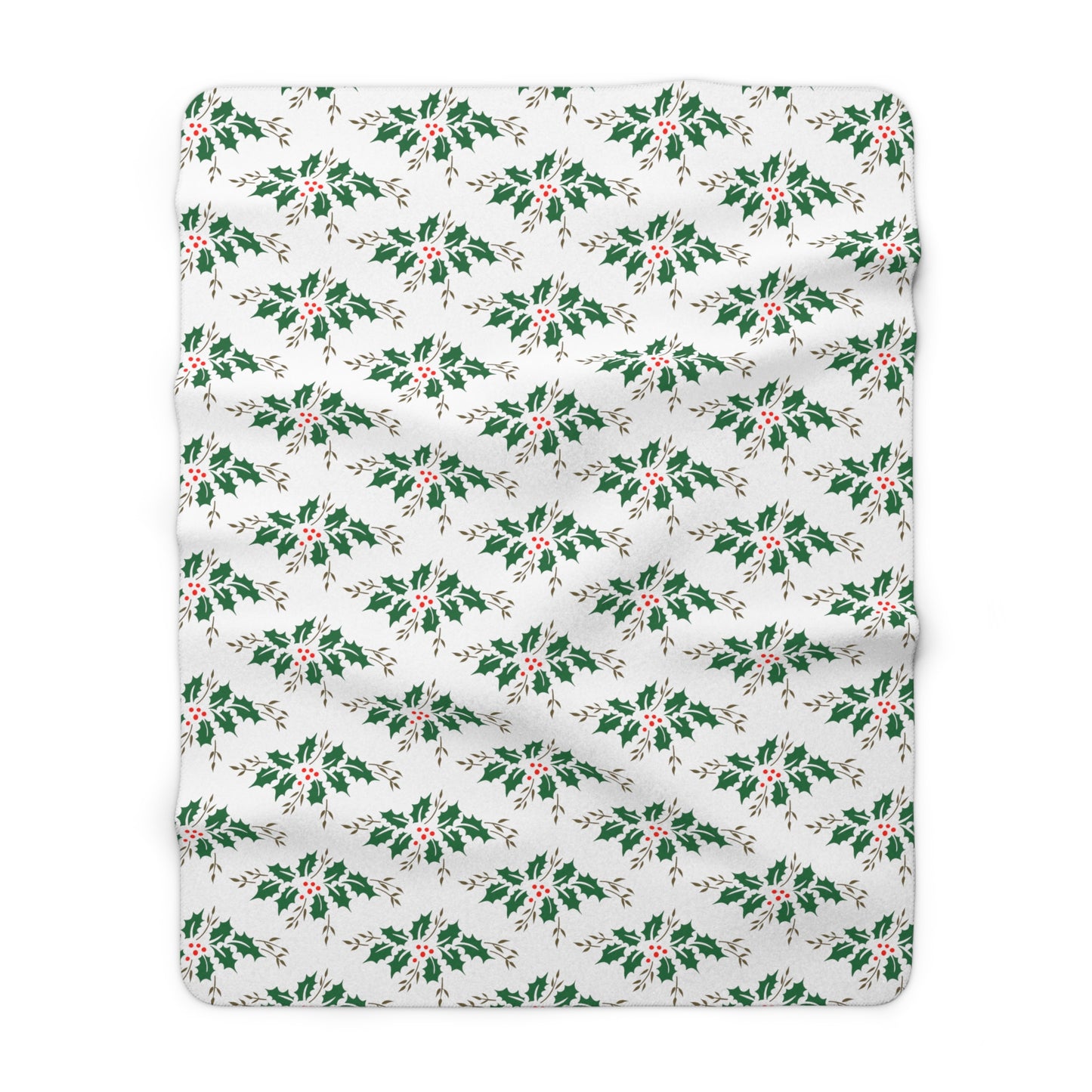 Christmas Holly Mid Century Retro Christmas Print Sherpa Fleece Blanket