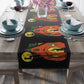 Halloween Table Runner: Green Witch Black Cat Orange House Retro Halloween Print Decor Cotton Poly Table Runner