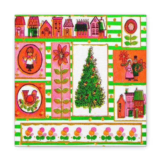 Christmas Tree Retro Mod Retro Christmas Canvas Gallery Wrap