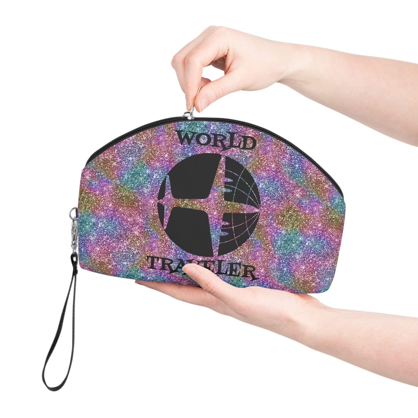 World Traveler Airplane Globe Atomic Mid Century Retro Print Cosmetic Travel Makeup Bag