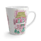 Pink Christmas Holiday House Mid Century Retro Christmas Print Latte Coffee Mug