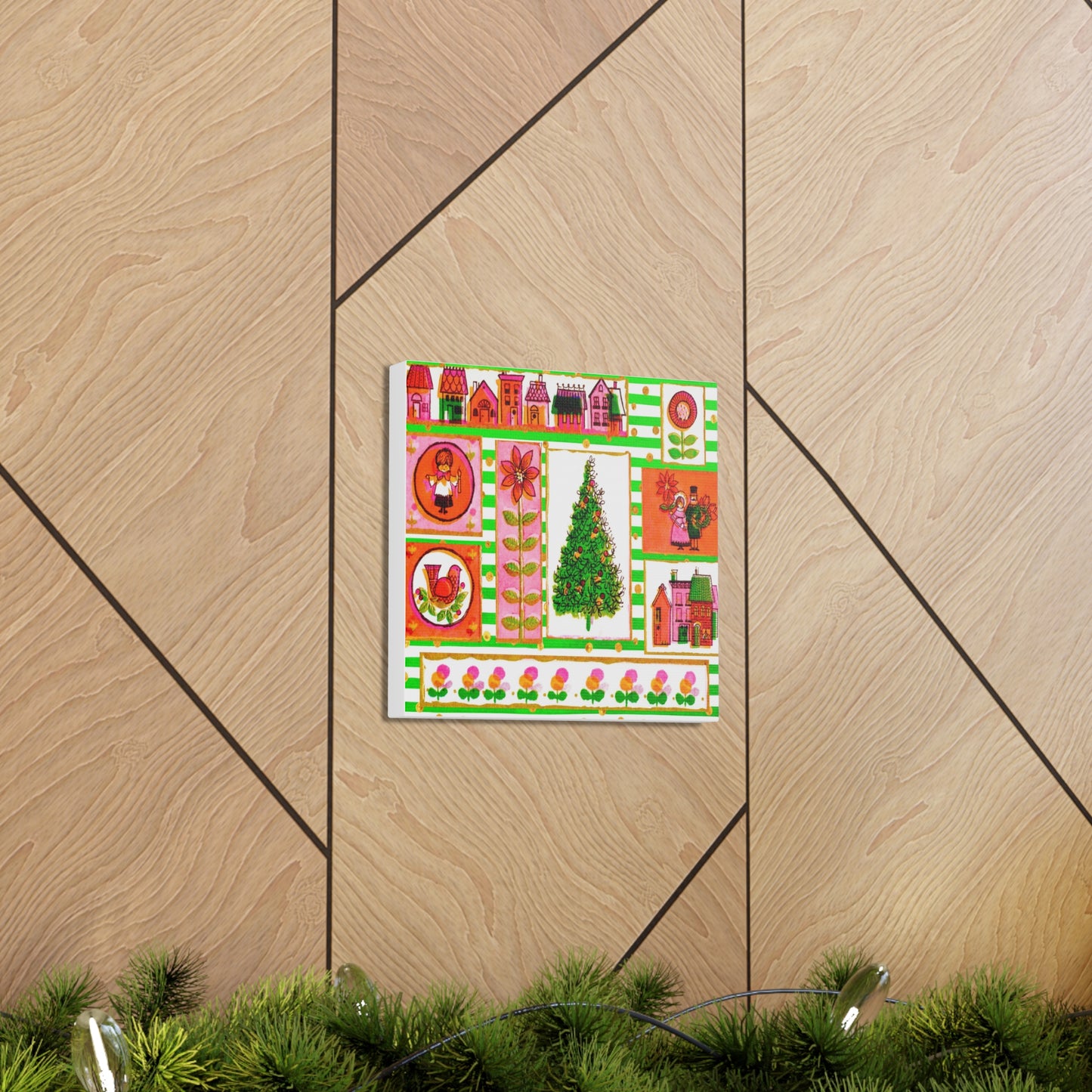 Christmas Tree Retro Mod Retro Christmas Canvas Gallery Wrap