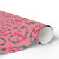 It's A Wonderful Life Christmas Wreath Pink Retro Style Holiday Gift Wrap Paper - Glossy Or Matte