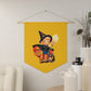 Cute Little Witch And Cat Retro Halloween Print Style Decor Print Wall Hanging Banner Flag