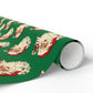 Santa With Candy Cane Mid Century Retro Christmas Print Holiday Gift Wrap Paper - Glossy Or Matte