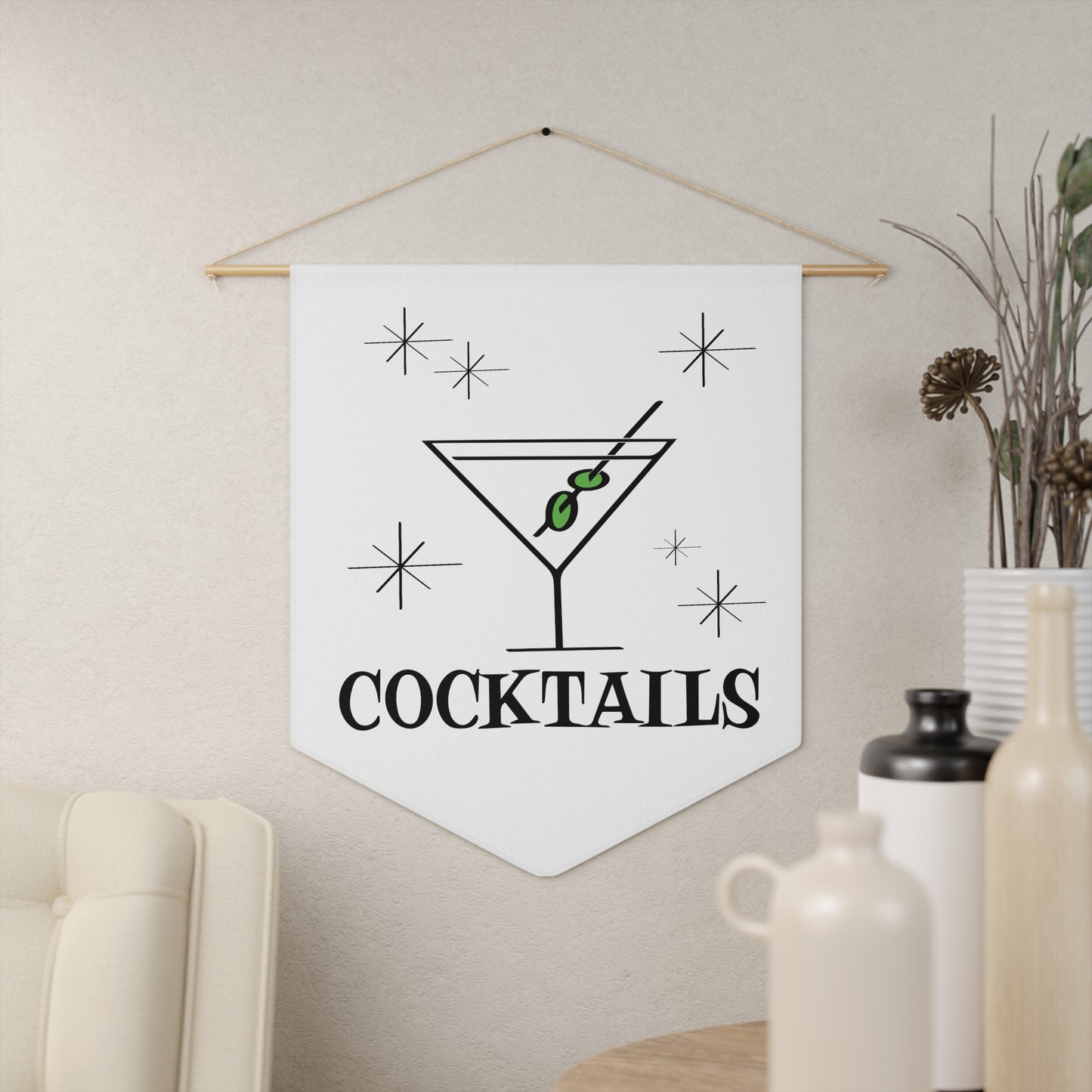 Martini Cocktails Mid Century Retro Style Wall Hanging Banner Flag