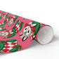 Christmas Kitten In Stocking Pink Mid Century Retro Christmas Print Holiday Gift Wrap Paper - Glossy Or Matte