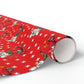 Christmas Mouse On Scooter Stars Red Mid Century Retro Christmas Print Holiday Gift Wrap Paper - Glossy Or Matte