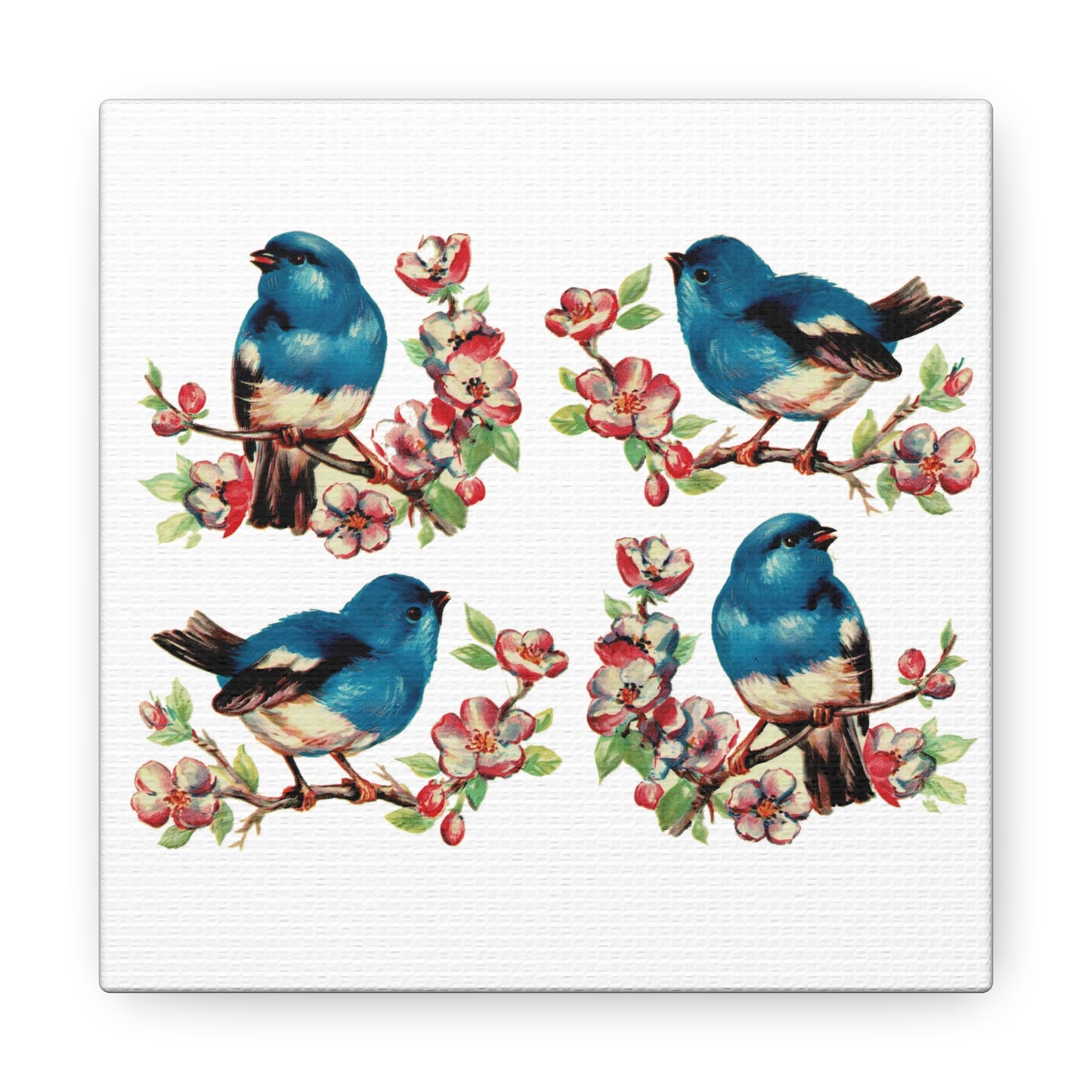 Bluebirds Canvas Gallery Wrap - Retro Style