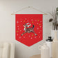 Reindeer Stars Red Mid Century Retro Christmas Print Wall Hanging Banner Flag