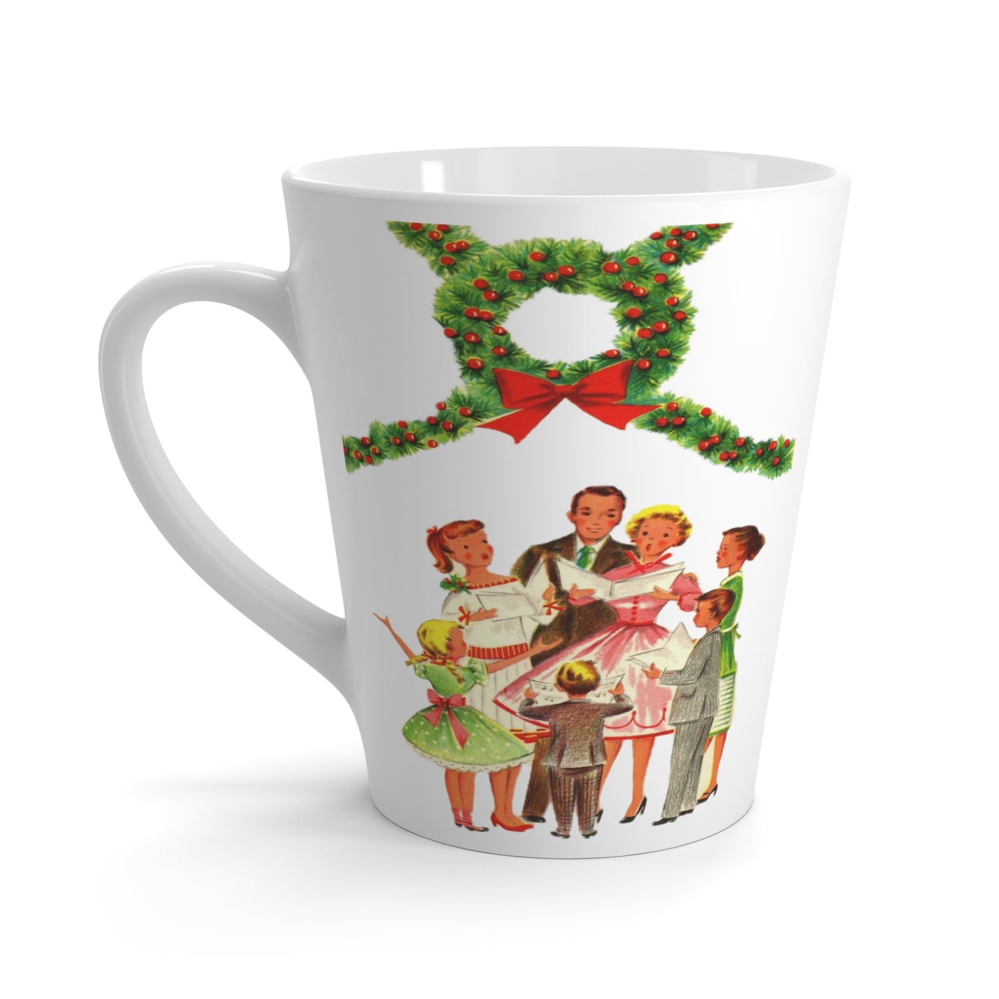 Christmas Family Mid Century Retro Christmas Print Latte Mug