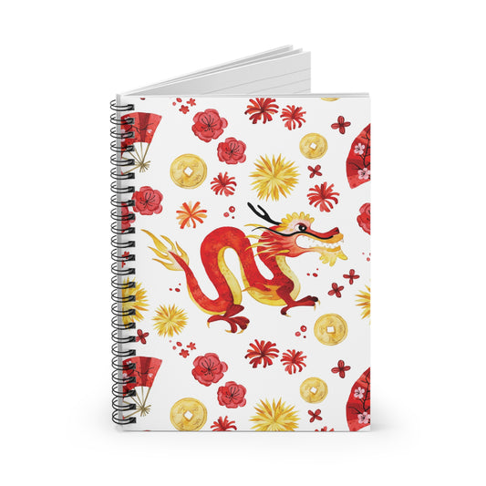 Year of the Dragon Lunar New Year Spiral Notebook - Watercolor Print - 118 Ruled Pages