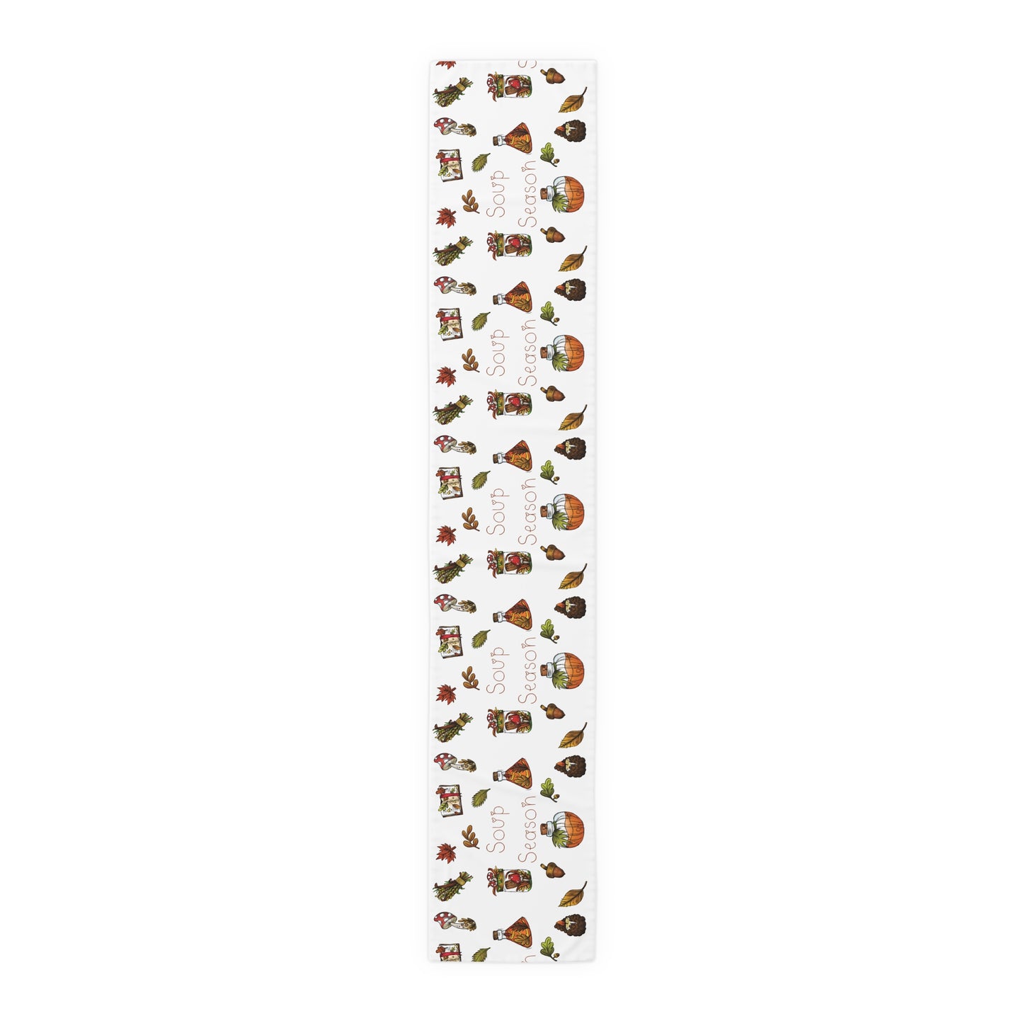 Soup Season Mushroom Pumpkin Fall Autumn Decor Polyester Table Runner