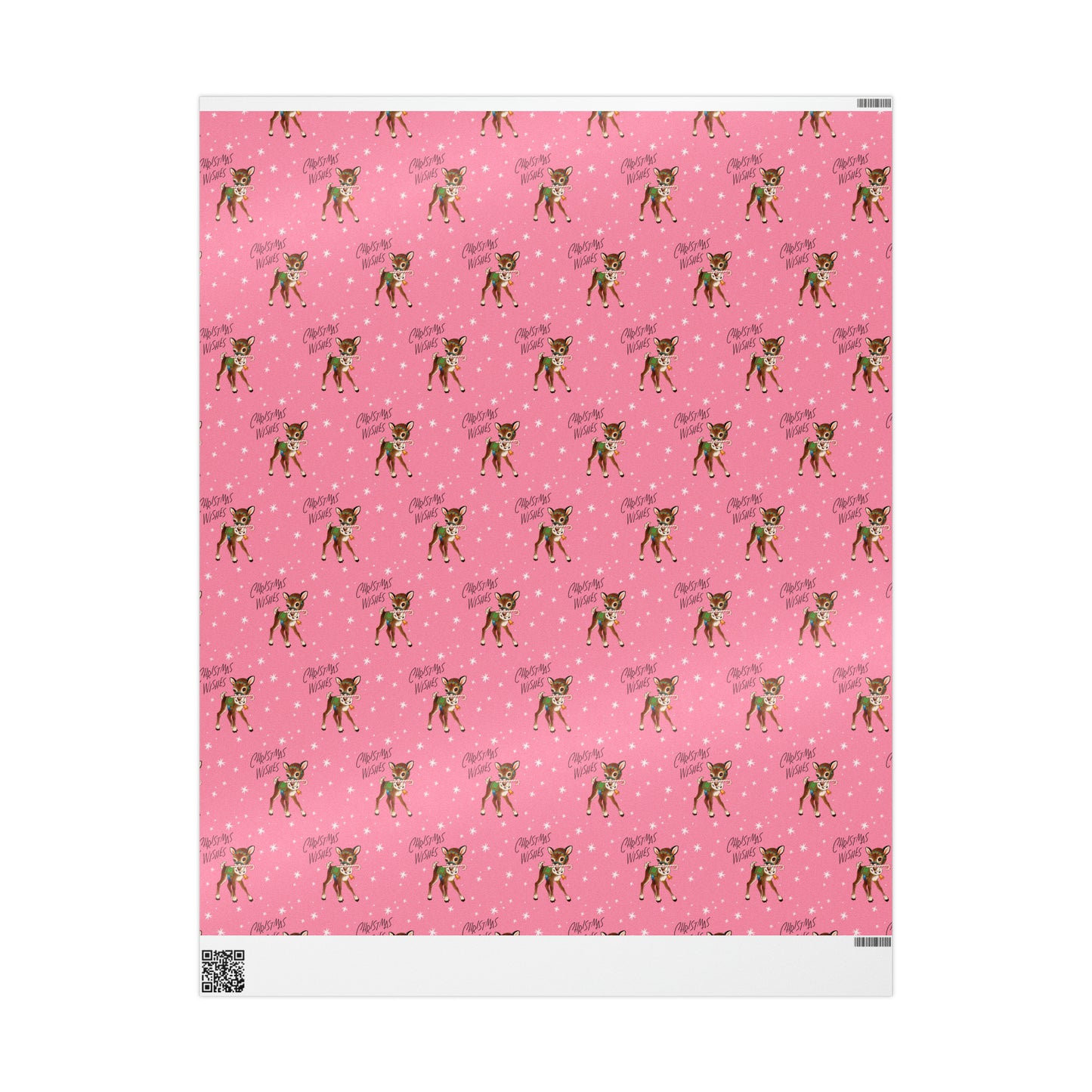 Christmas Wishes Reindeer With Candy Cane Pink Mid Century Retro Christmas Print Holiday Gift Wrap Paper - Glossy Or Matte