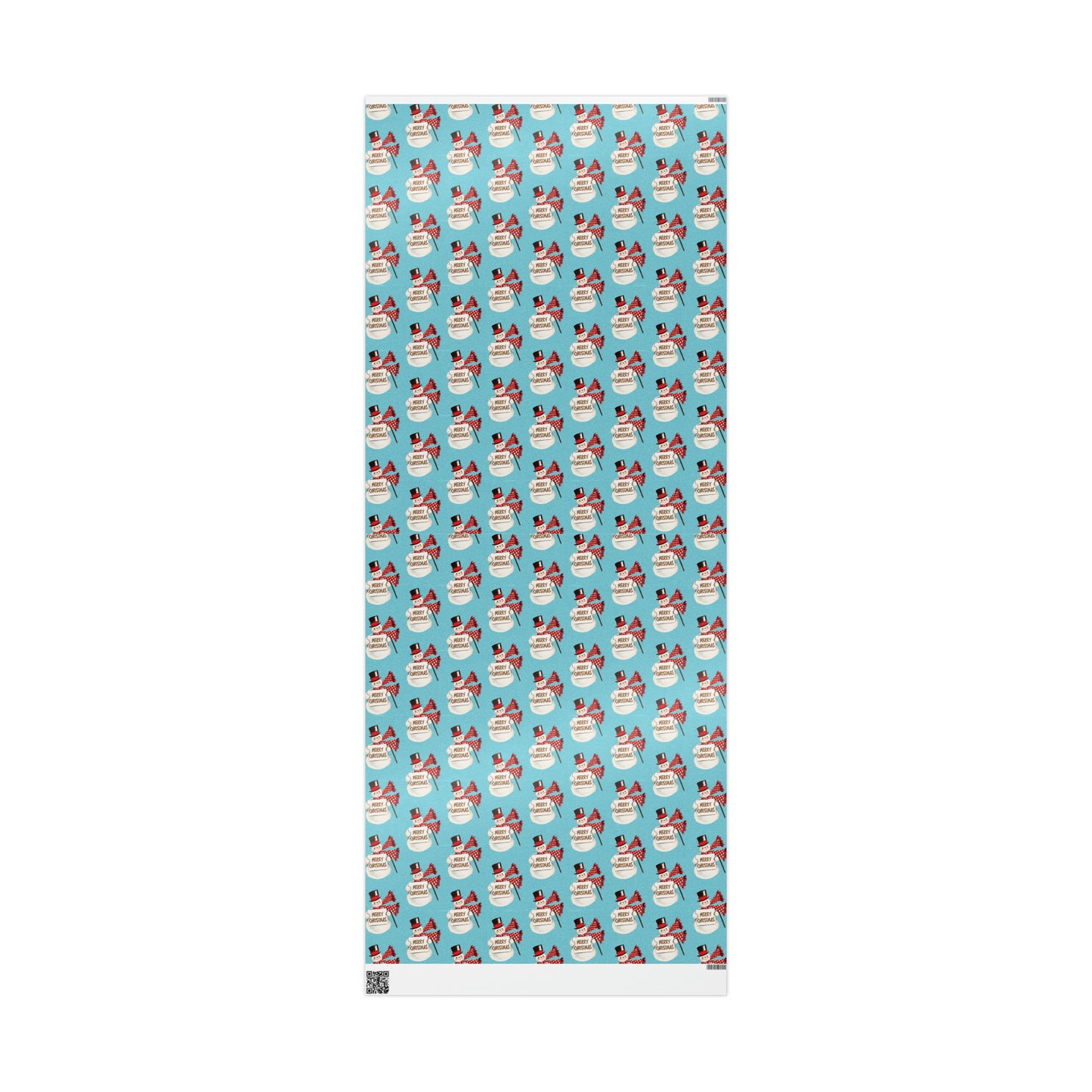 Merry Christmas Snowman Blue Mid Century Retro Christmas Print Holiday Gift Wrap Paper - Glossy Or Matte