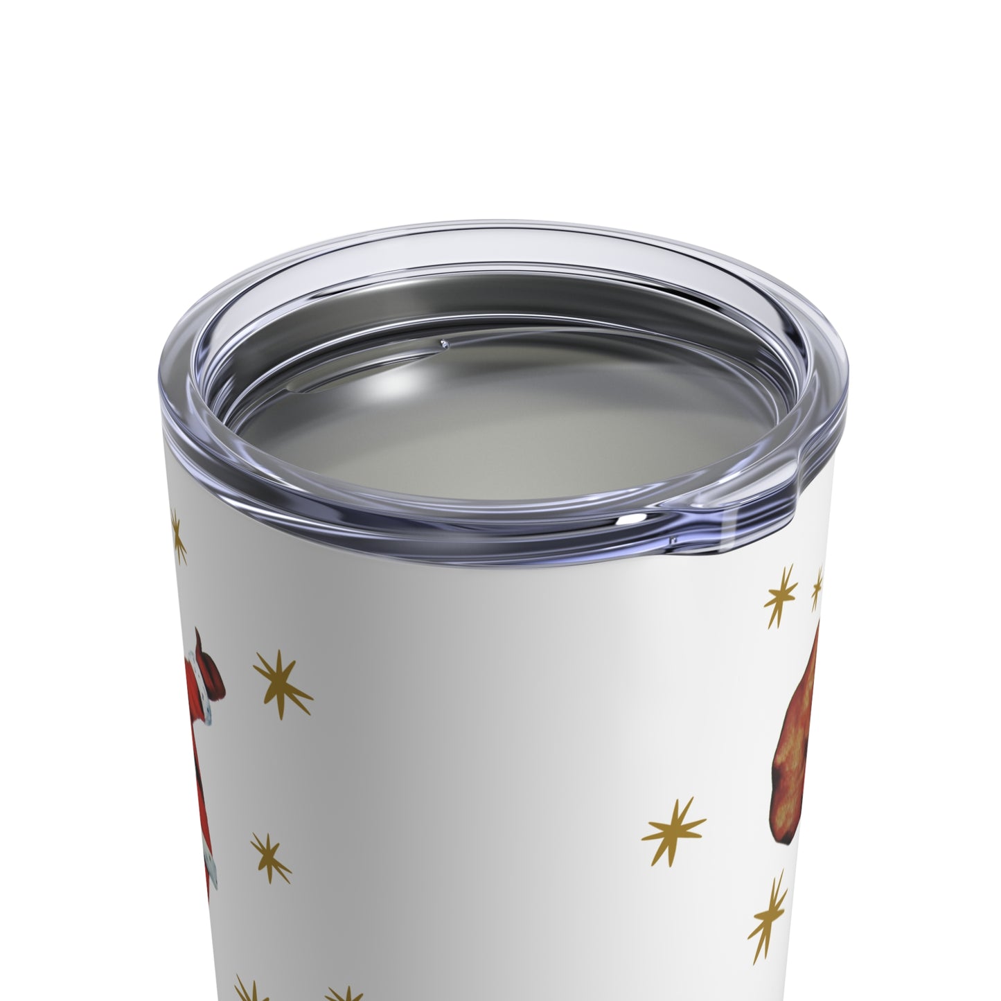 Santa Gold Stars Retro Christmas Print Stainless Steel Tumbler 10oz