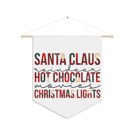 Santa Claus Reindeer Hot Chocolate Movies Christmas Lights Christmas Wall Hanging Banner Flag