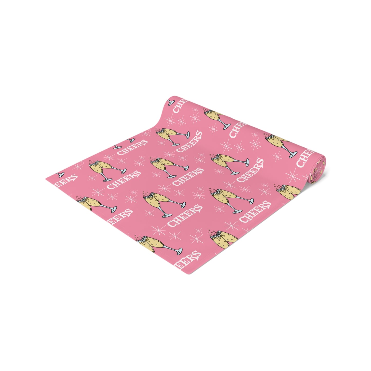 Pink Cheers Champagne Toast Table Runner