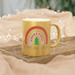 Merry And Bright Boho Rainbow Christmas Gold Metallic Mug