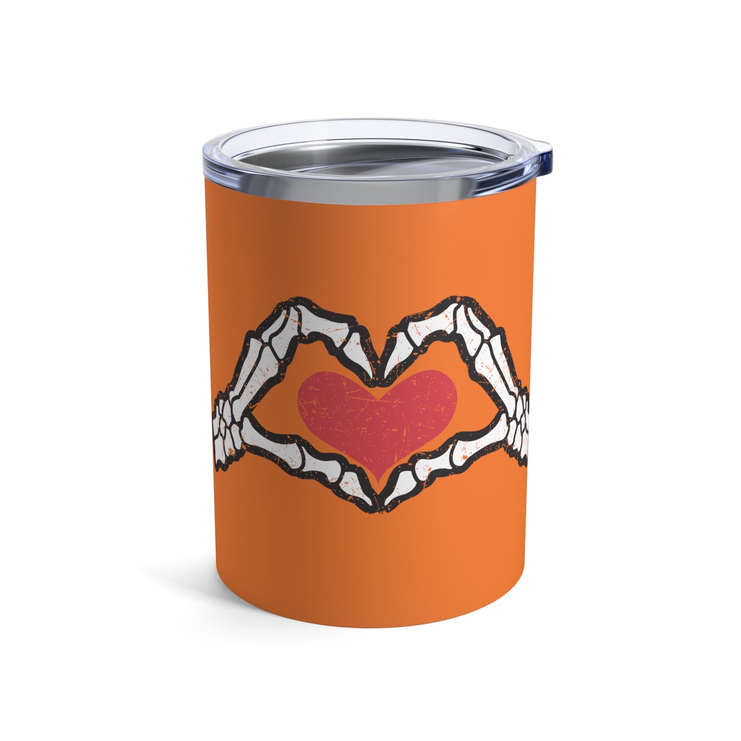 Skeleton Heart Hands Halloween Orange Stainless Steel Tumbler 10oz