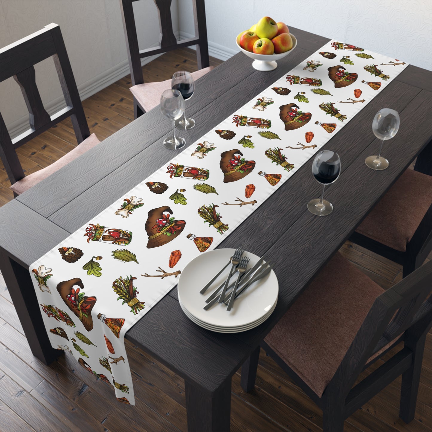 Fall Witch Celestial Autumn Halloween Decor Cotton Poly Table Runner