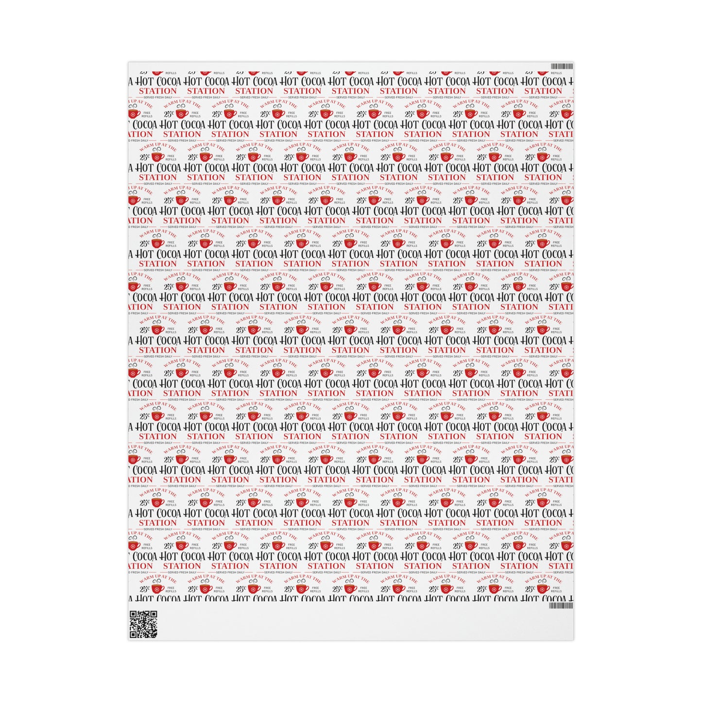 Warm Up At The Hot Cocoa Station Christmas Print Holiday Gift Wrap Paper - Glossy Or Matte