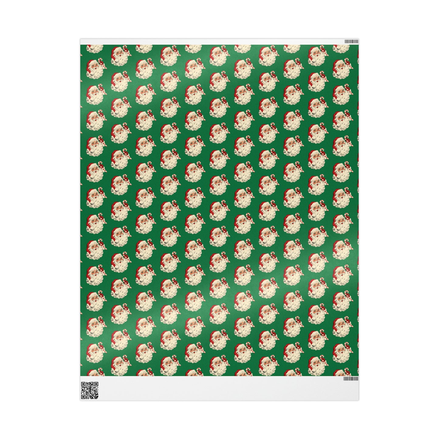 Santa With Candy Cane Mid Century Retro Christmas Print Holiday Gift Wrap Paper - Glossy Or Matte