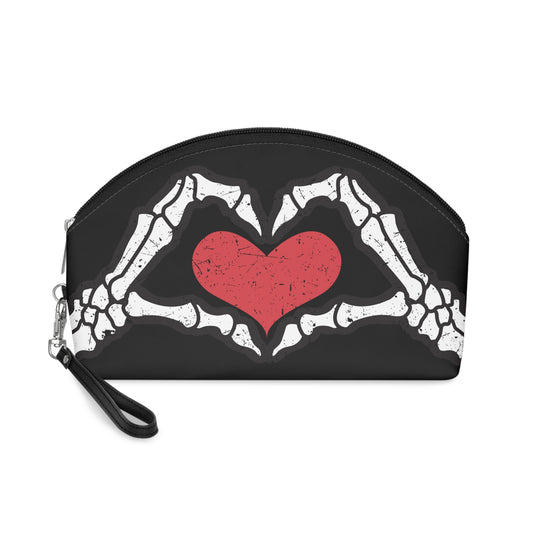 Skeleton Heart Hands Black Halloween Travel Cosmetic Makeup Bag