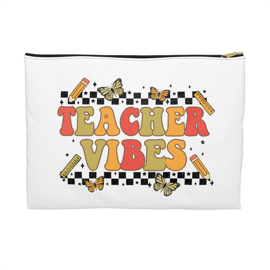 Teacher Vibes Polyester Accessory Pouch Travel Bag