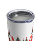 Red Reindeer Christmas Trees Mid Century Retro Christmas Print Stainless Steel Tumbler 10oz