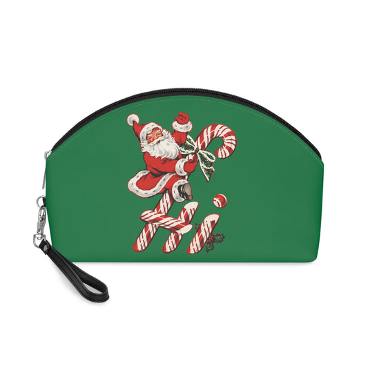 Hi Santa Candy Cane Mid Century Retro Christmas Print Travel Cosmetic Makeup Bag