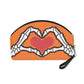 Skeleton Heart Hands Orange Halloween Travel Cosmetic Makeup Bag