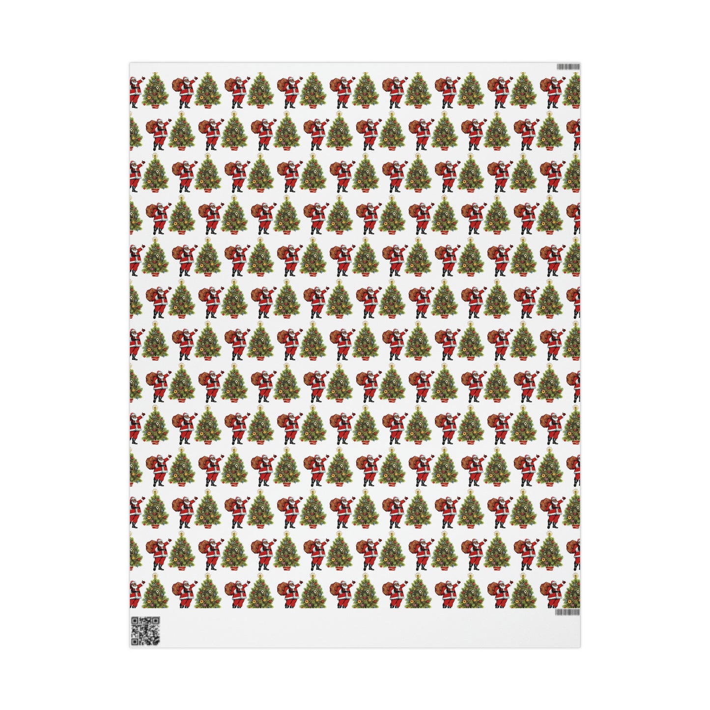 Santa With Christmas Tree Mid Century Retro Christmas Print Holiday Gift Wrap Paper - Glossy Or Matte