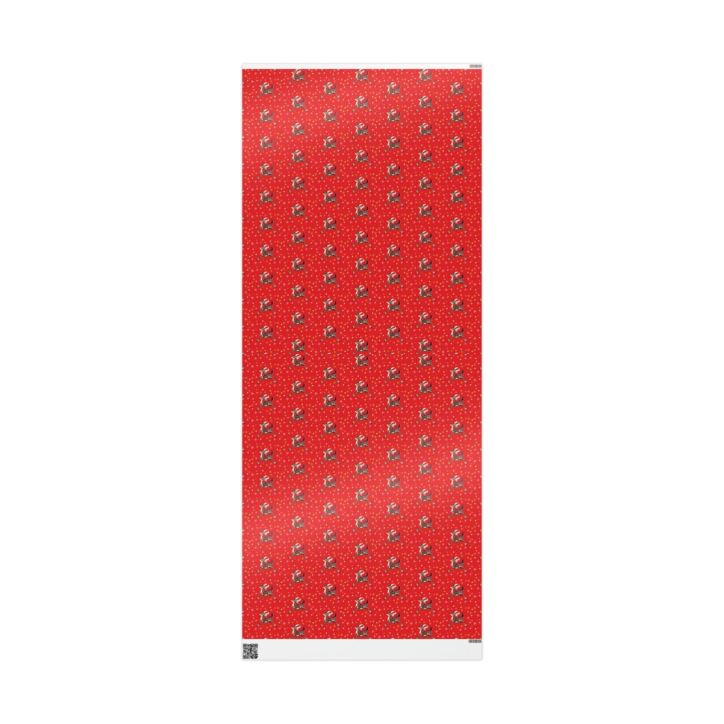 Leaping Reindeer Stars Red Mid Century Retro Christmas Print Holiday Gift Wrap Paper - Glossy Or Matte