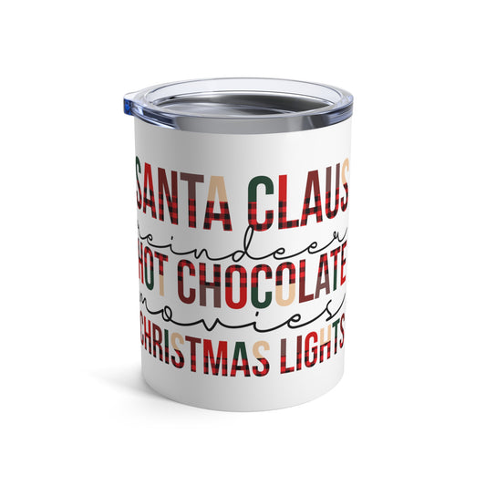 Santa Claus Reindeer Hot Chocolate Movies Christmas Lights Christmas Stainless Steel Tumbler 10oz