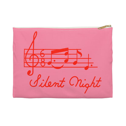 Silent Night Music Mid Century Retro Christmas Print Polyester Accessory Pouch Travel Bag