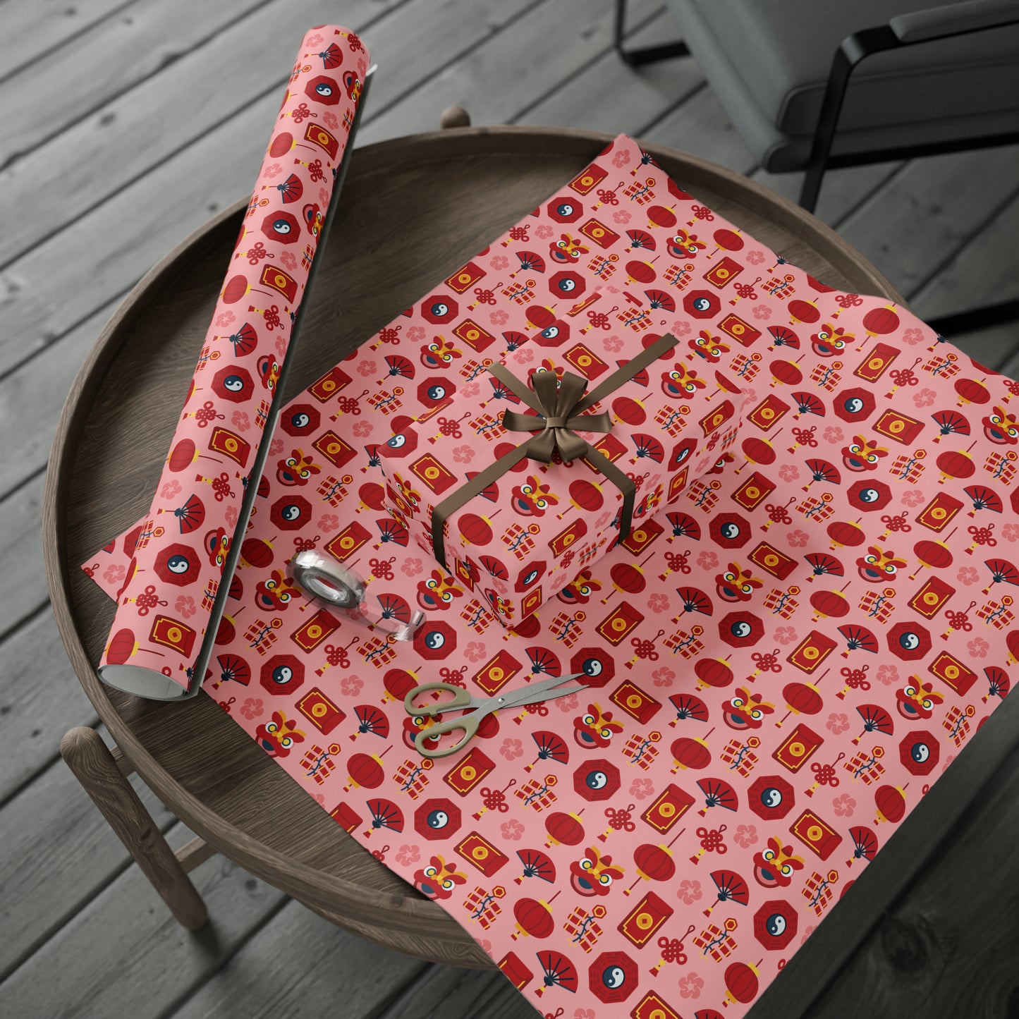 Lunar New Year Of The Dragon Spring Festival Holiday Gift Wrap Paper - Glossy Or Matte