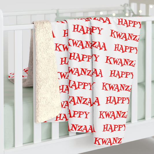 Happy Kwanzaa Atomic Mid Century Retro Style Kwanzaa Sherpa Fleece Blanket