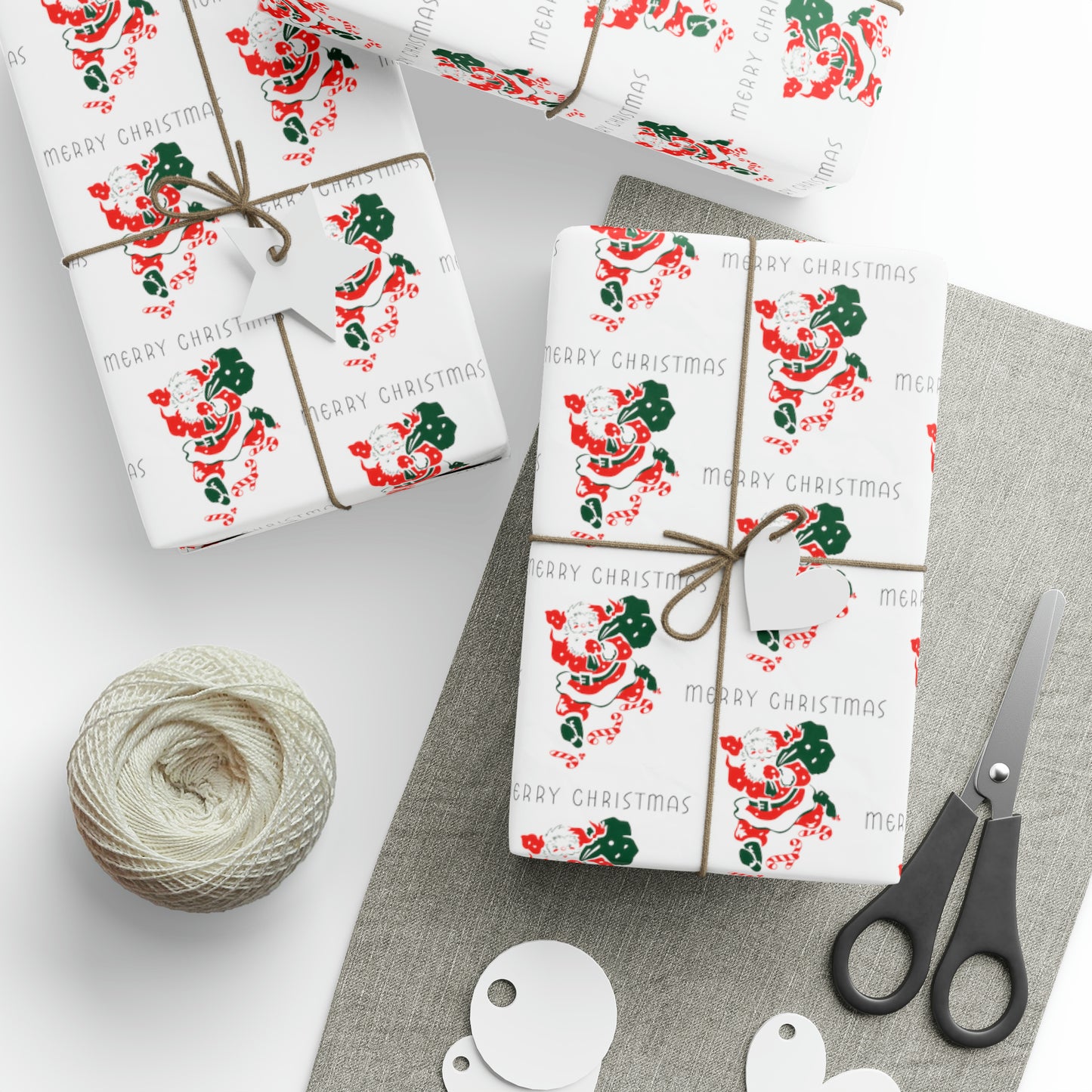 Merry Christmas Santa Mid Century Retro Christmas Style Holiday Gift Wrap Paper - Glossy Or Matte