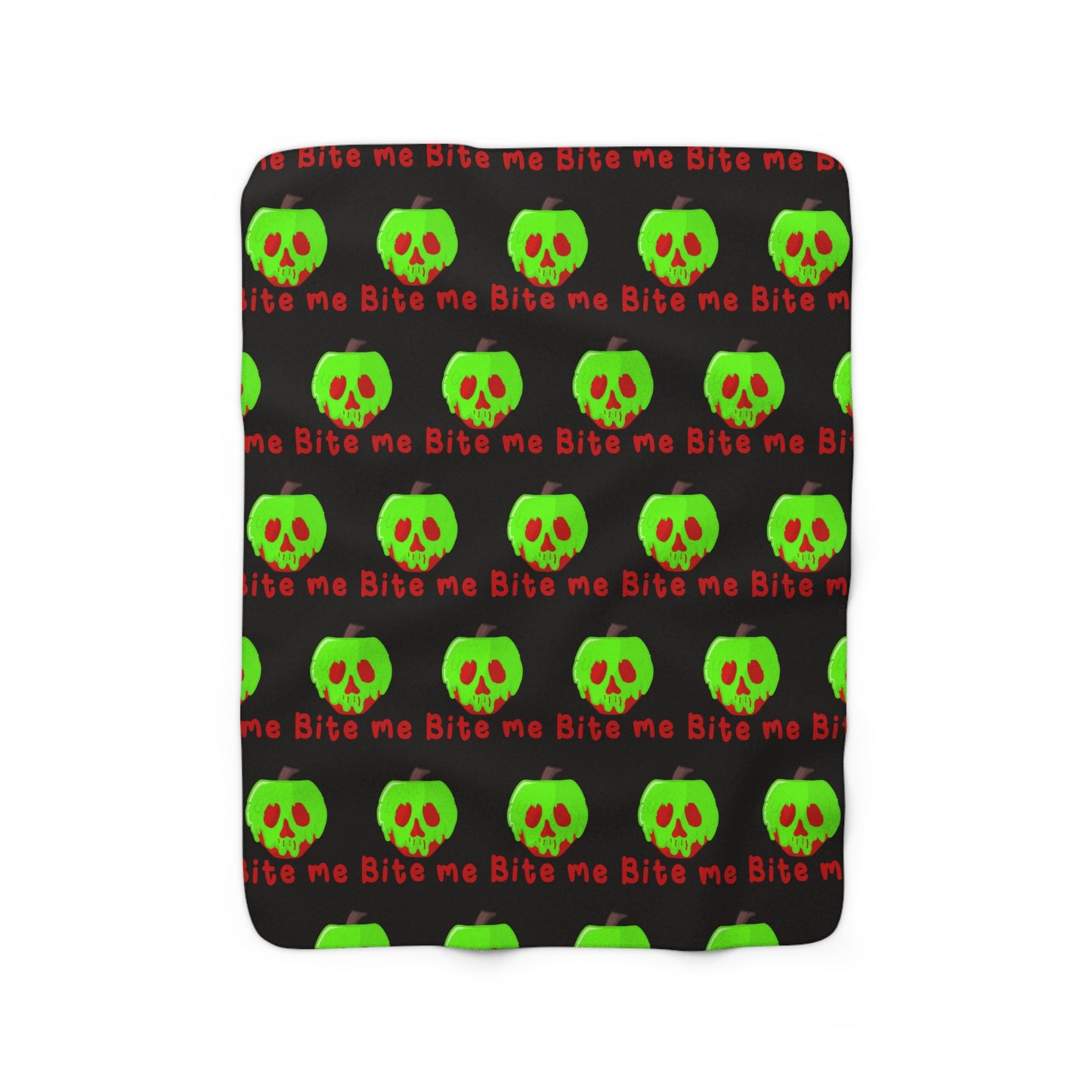 Bite Me Poison Apple Halloween Sherpa Fleece Blanket