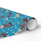 Christmas Mouse On Scooter Stars Mid Century Retro Christmas Print Holiday Gift Wrap Paper - Glossy Or Matte