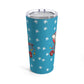 Christmas Mouse On Scooter Stars Bluee Mid Century Retro Christmas Print Stainless Steel Tumbler 20oz