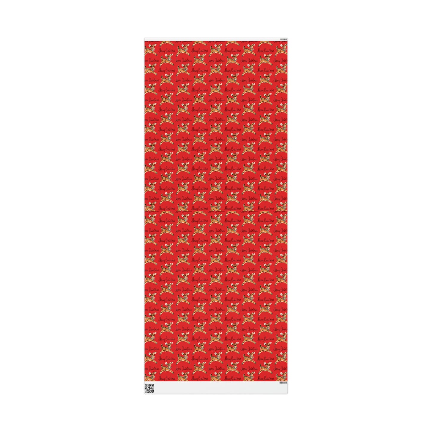 Merry Christmas Leaping Reindeer Red Mid Century Retro Christmas Print Holiday Gift Wrap Paper - Glossy Or Matte