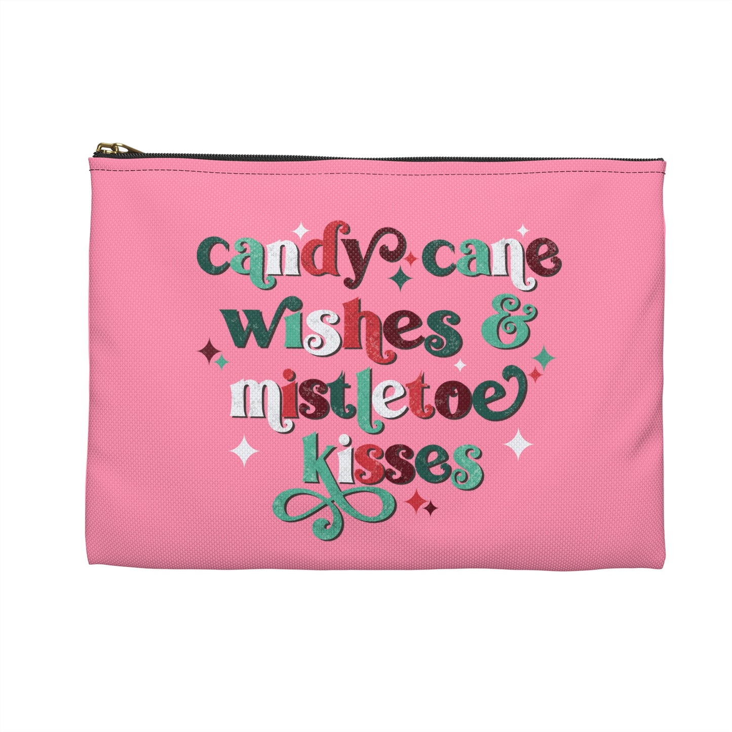 Candy Cane Wishes And Mistletoe Kisses Christmas Accessory Pouch Travel Bag