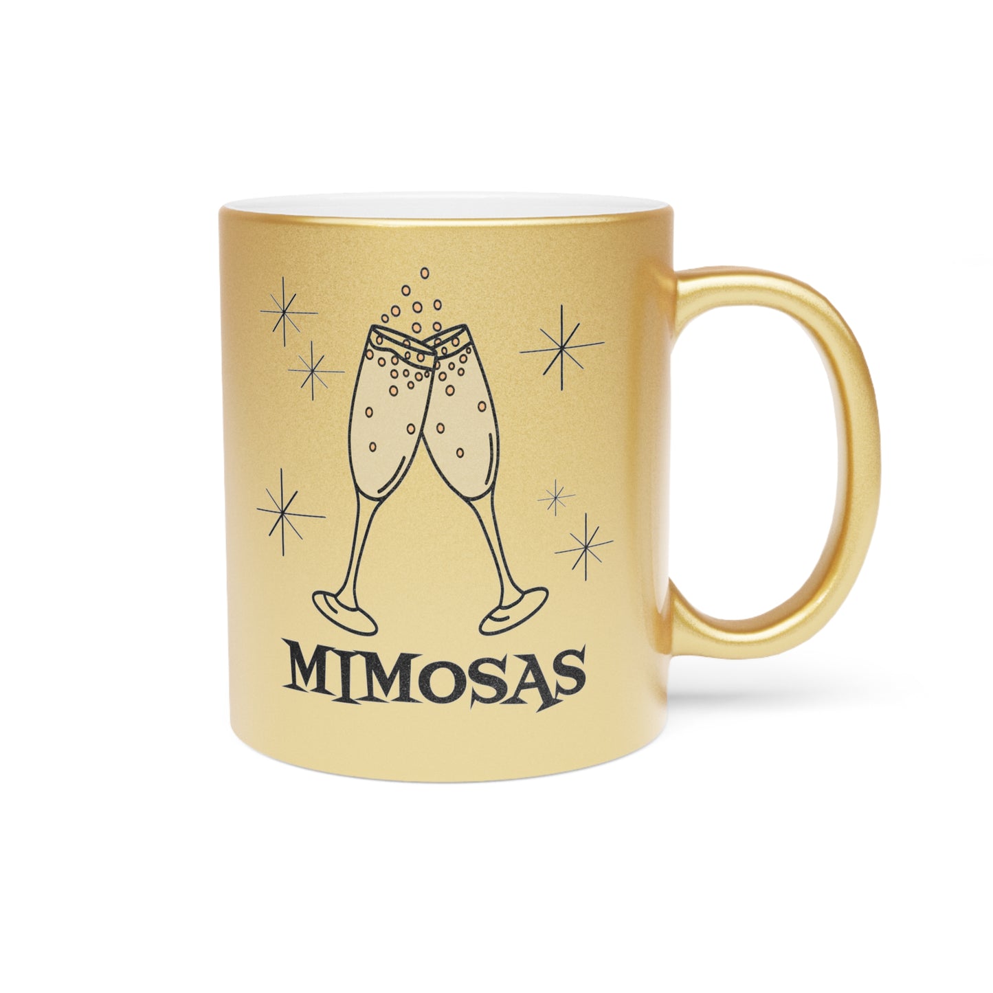 Mimosas Champagne Atomic Mid Century Retro Style Gold Metallic Mug