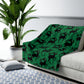 Reindeer Silhouette Green Retro Christmas Print Sherpa Fleece Blanket