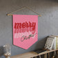 Merry Merry Merry Christmas Pink Christmas Wall Hanging Banner Flag