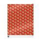 Reindeer With Holly And Bells Red Mid Century Retro Christmas Print Holiday Gift Wrap Paper - Glossy Or Matte