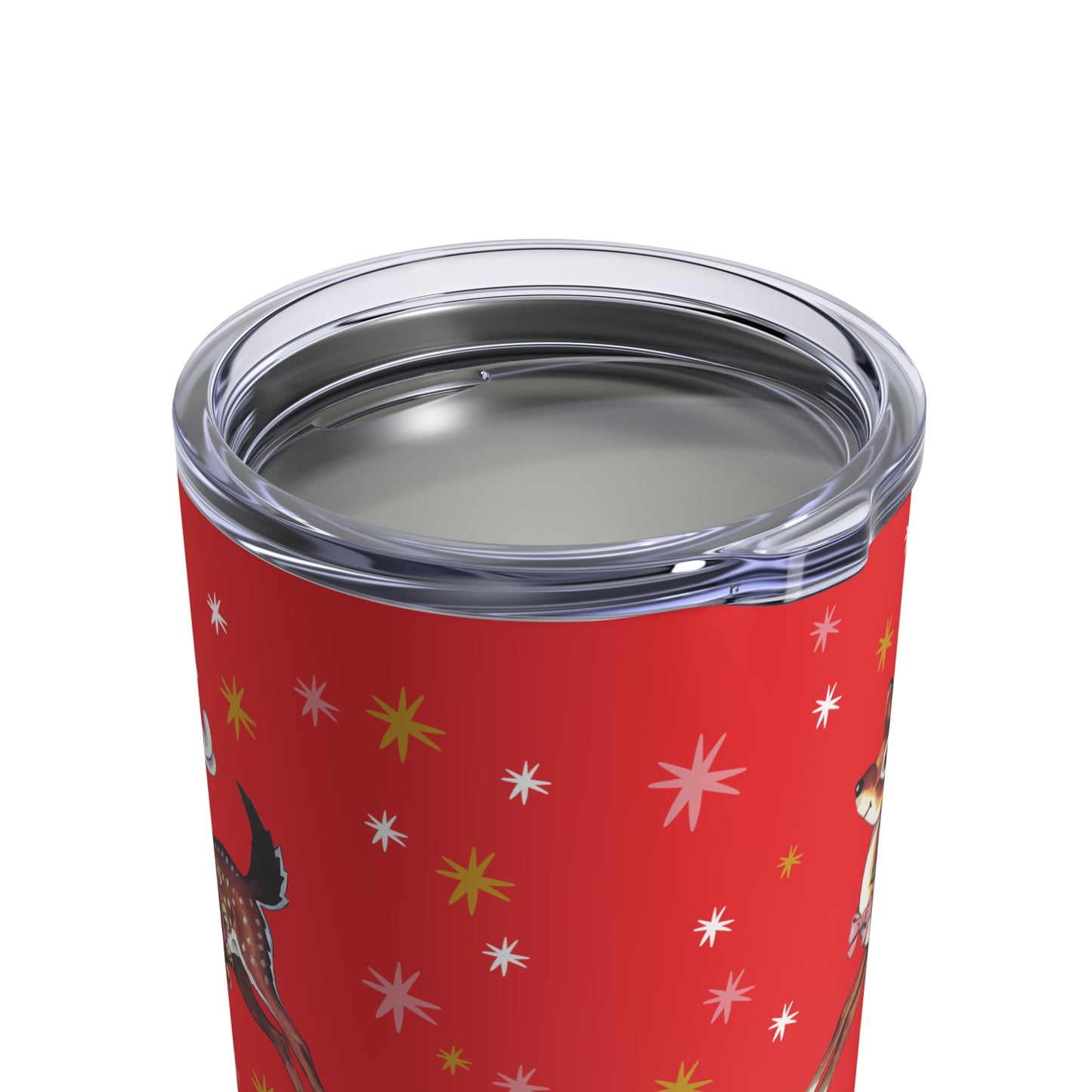 Christmas Reindeer Red Mid Century Retro Christmas Print Stainless Steel Tumbler 10oz