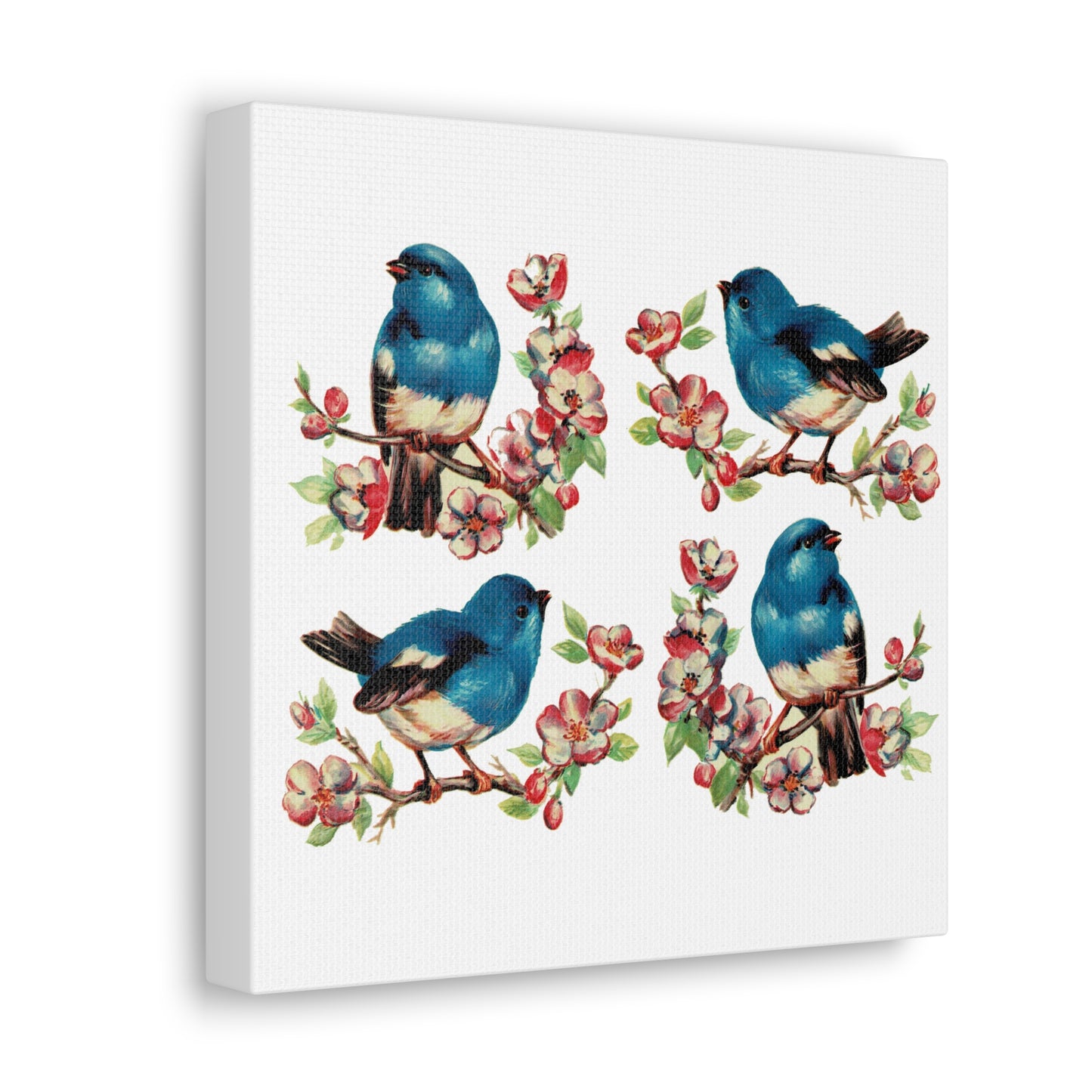 Bluebirds Canvas Gallery Wrap - Retro Style